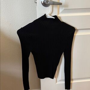 Zara Black Ribbed Long Sleeve Top